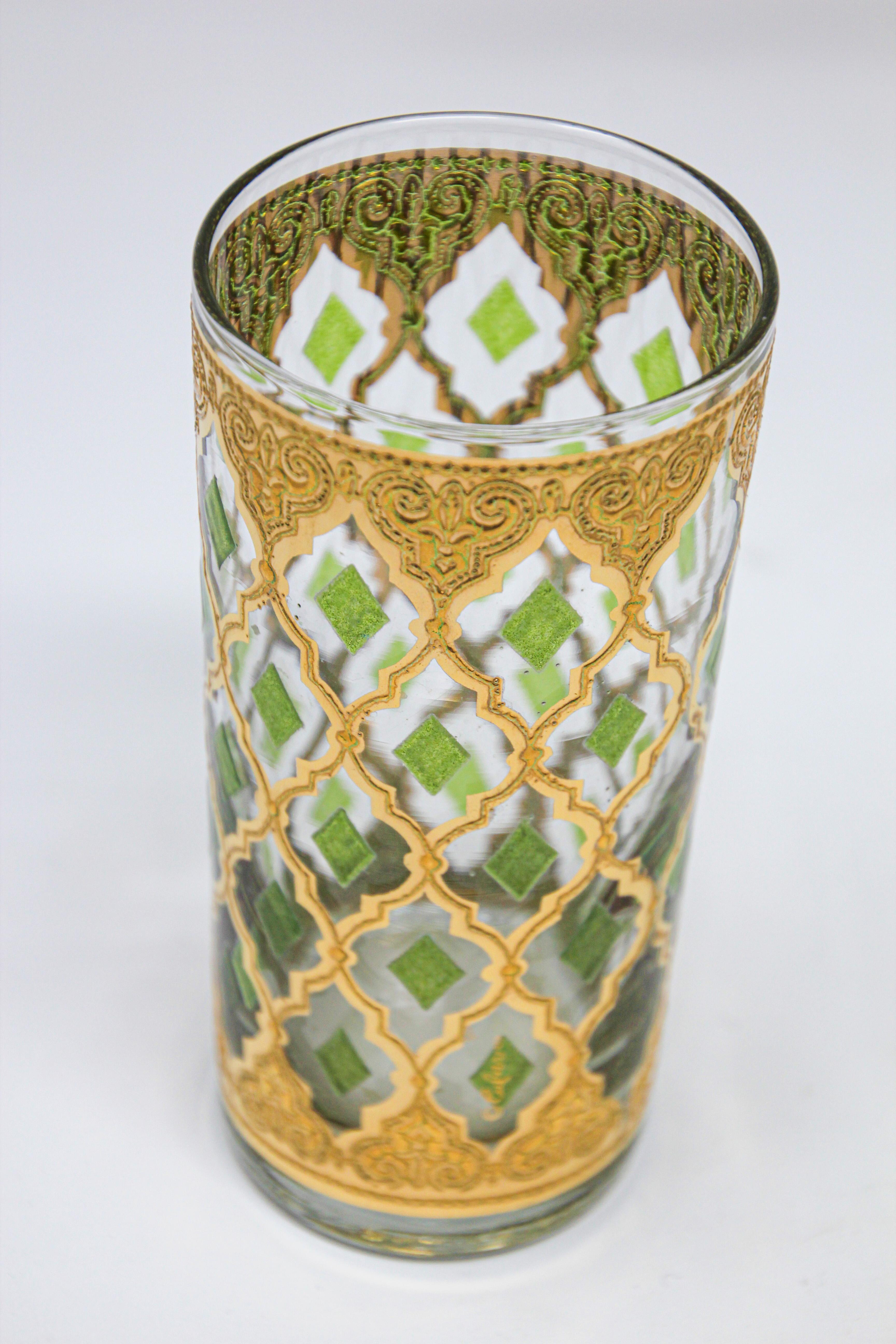 Set of Four Vintage Culver Highball Glasses with 22-Karat Gold Valencia Design 8