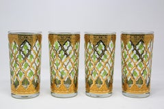 Set of Four Vintage Culver Highball Glasses with 22-Karat Gold Valencia Design