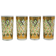 Set of Four Vintage Culver Highball Glasses with 22-Karat Gold Valencia Design