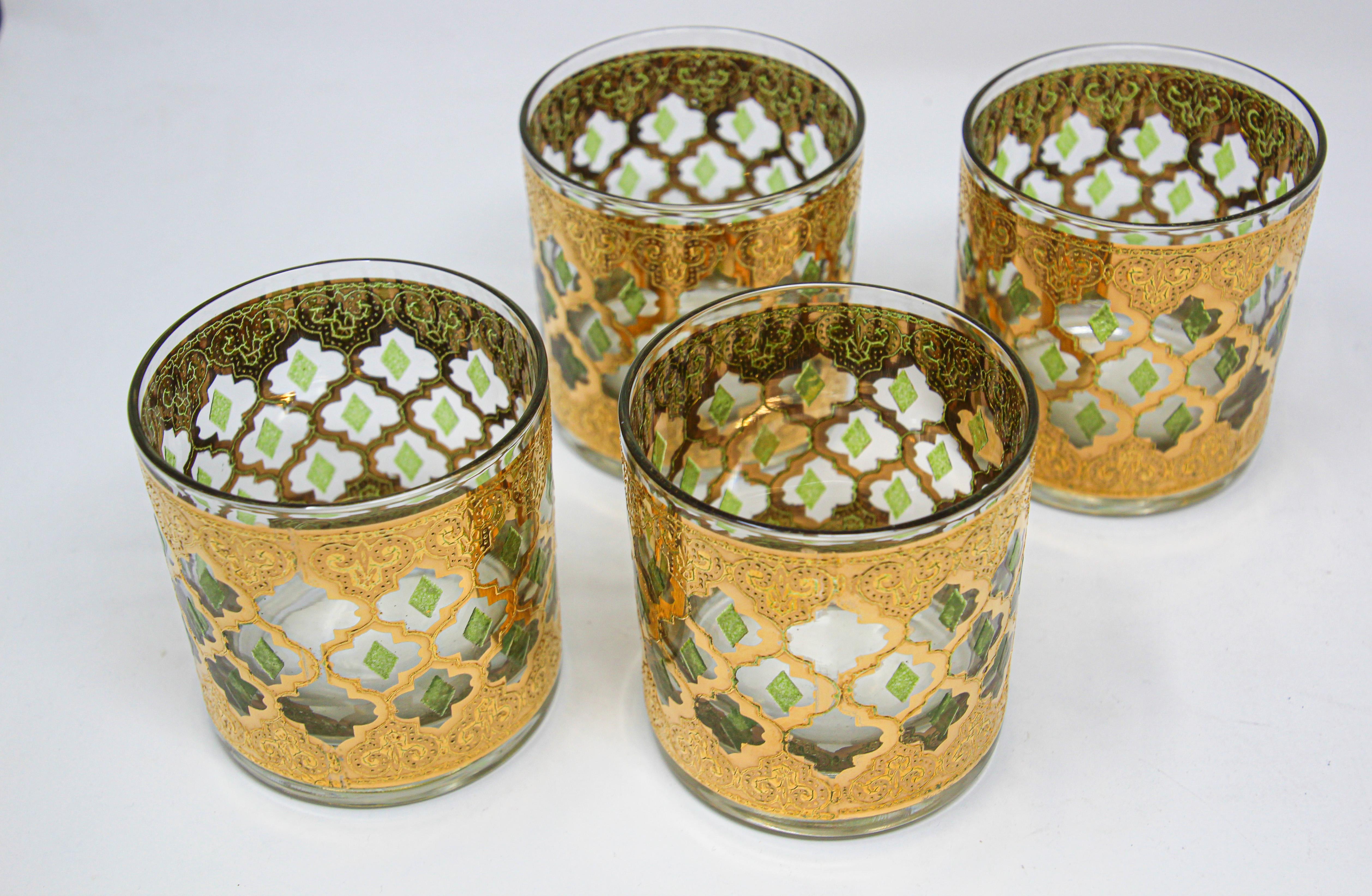 Set of Four Vintage Culver Lowball Glasses with 22-Karat Gold Valencia Design 2