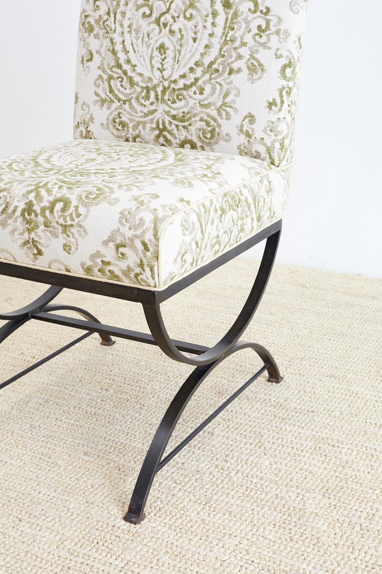 Set of Four Curule Base Wrought Iron Dining Chairs For ...