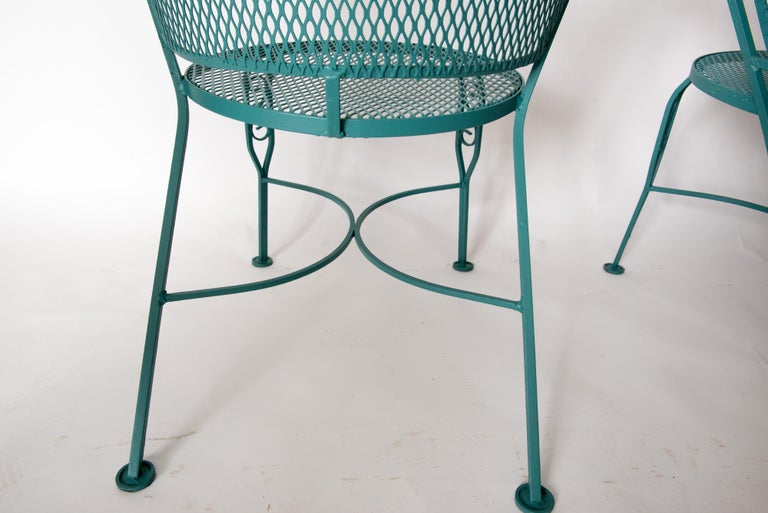 Set of Four Curved Back Wrought Iron Garden Chairs For Sale 8