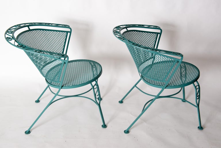 Set of Four Curved Back Wrought Iron Garden Chairs For Sale 9