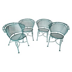 Set of Four Curved Back Wrought Iron Garden Chairs