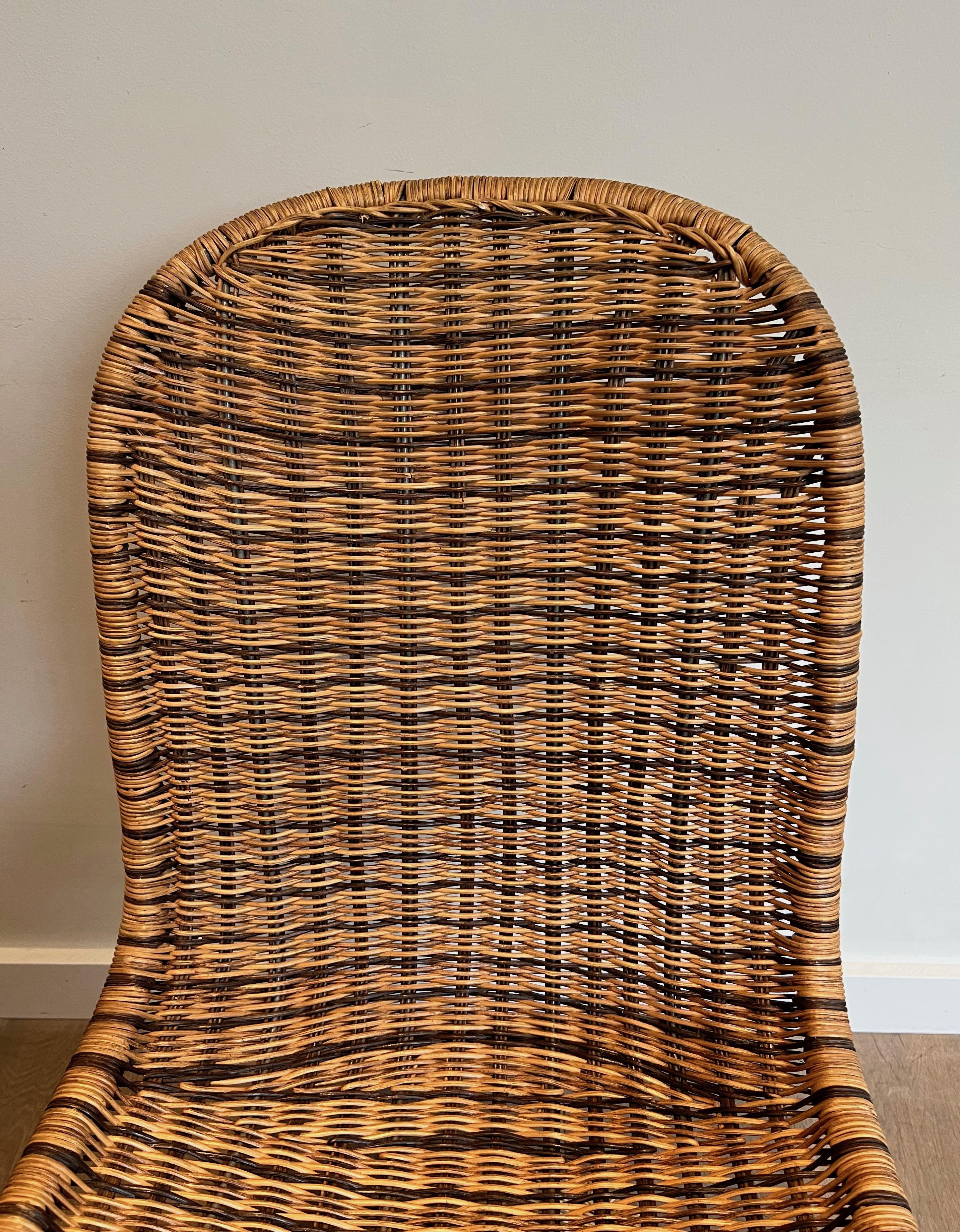 Set of Four Curved Rattan Chairs 4