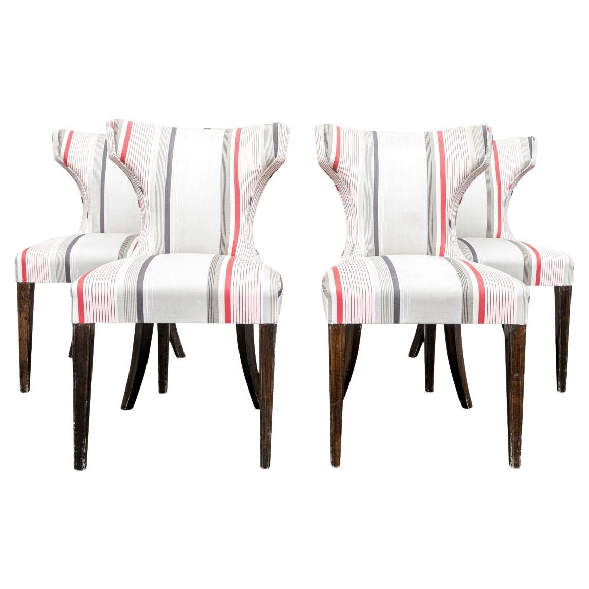 Set Of Four Custom Dining Chairs in Klismos Style for Restoration