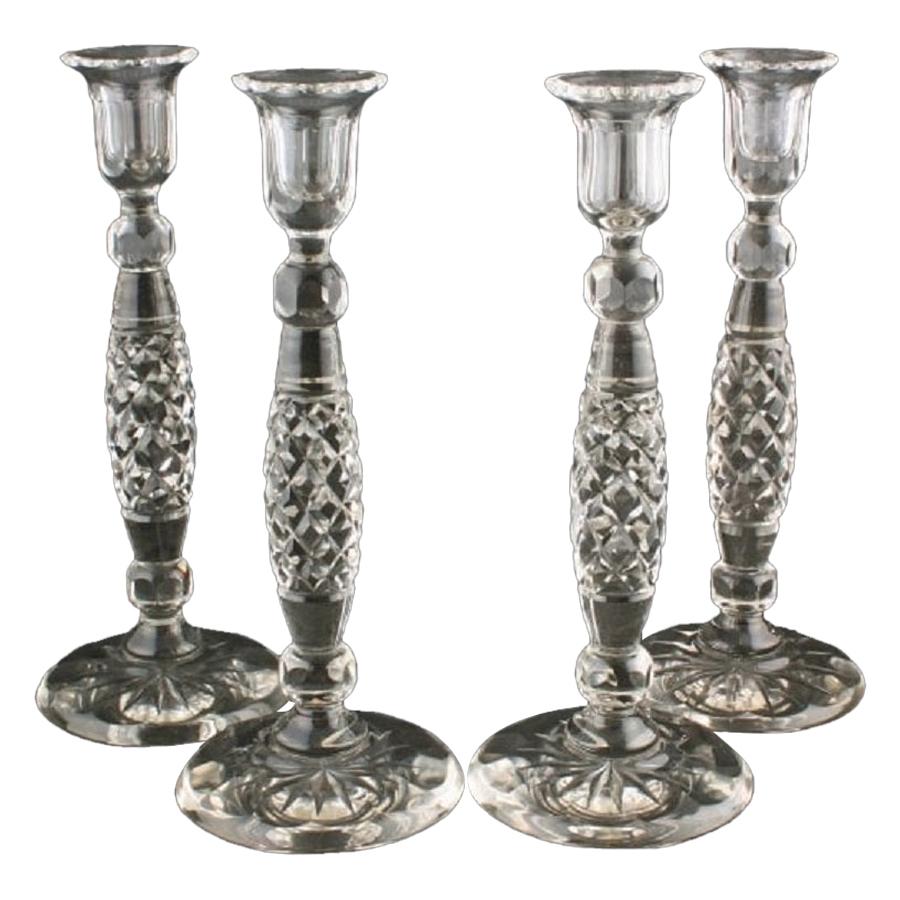 Set of Four Cut Crystal Candlesticks, 20th Century For Sale