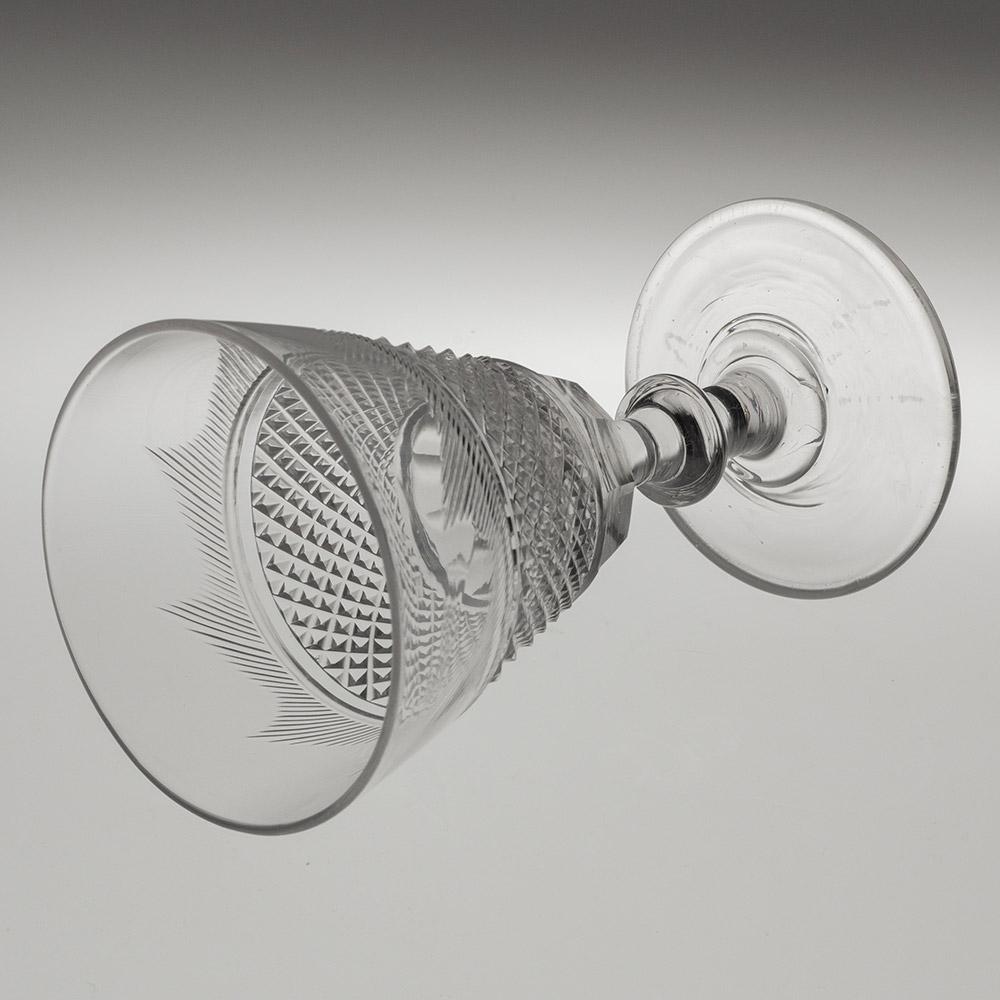 Juego de cuatro copas de vino antiguas de cristal tallado c1850 Británico en venta