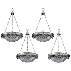 Antique Set of Four Cut Glass Silver Mounted Dish Lights by F&C Osler