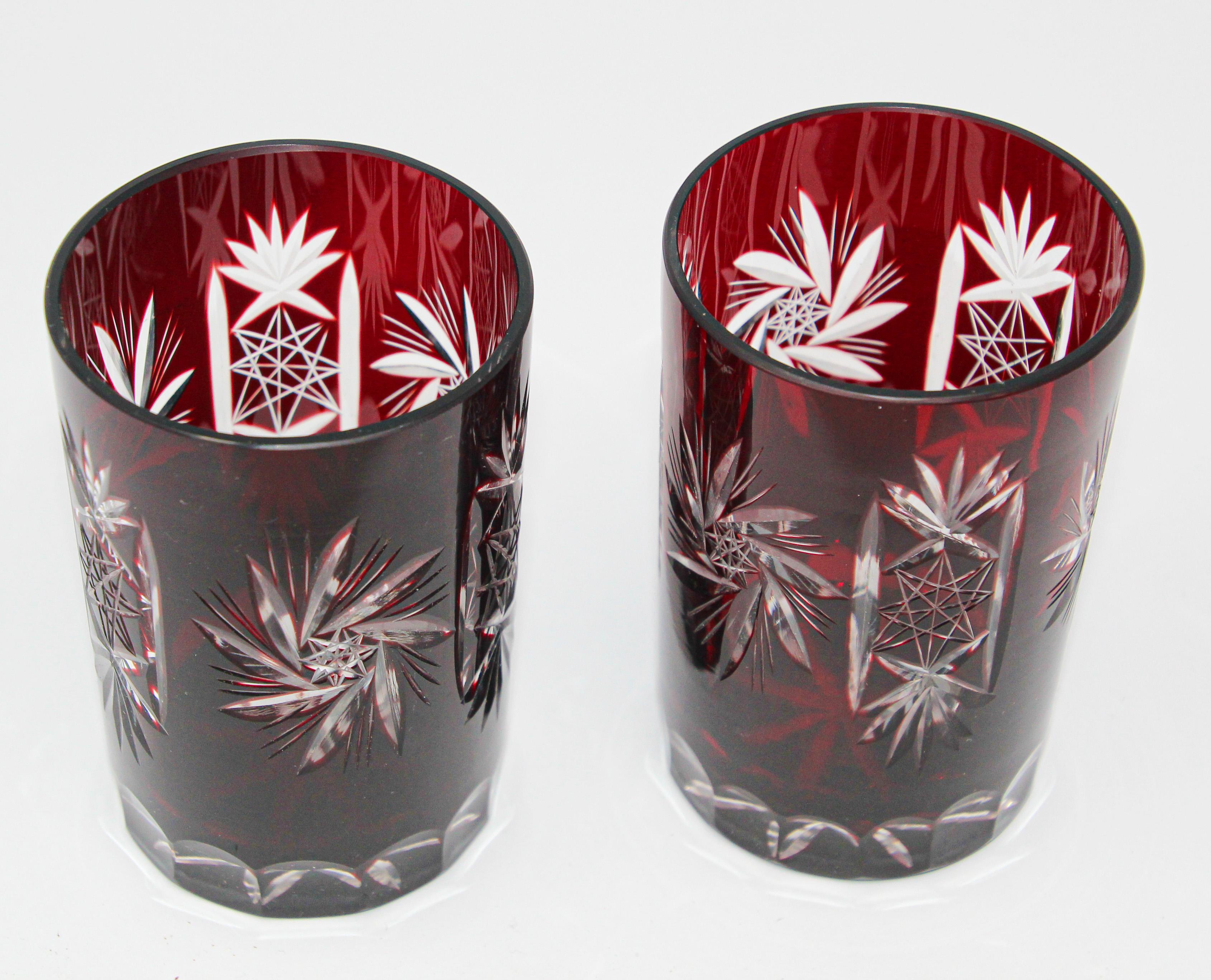 red glass tumbler