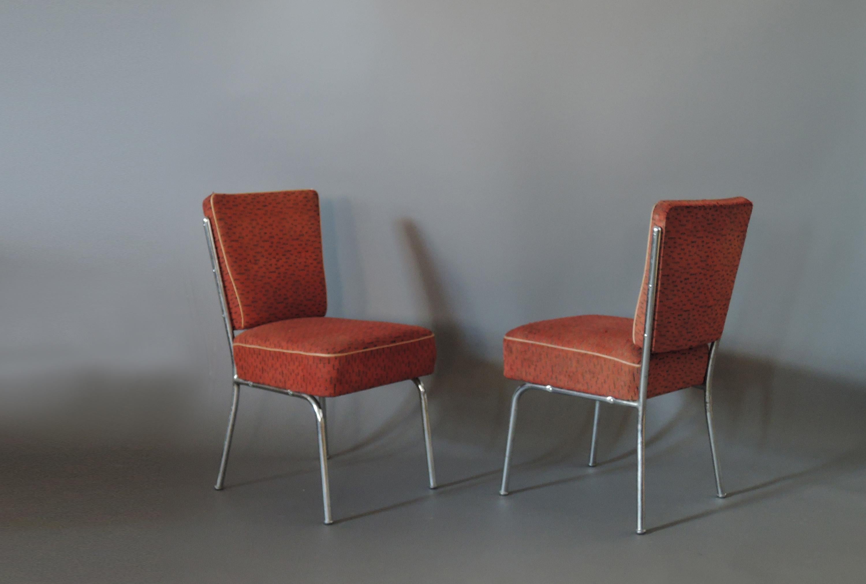 A set of four Czech Art Deco tubular chrome chairs.
 