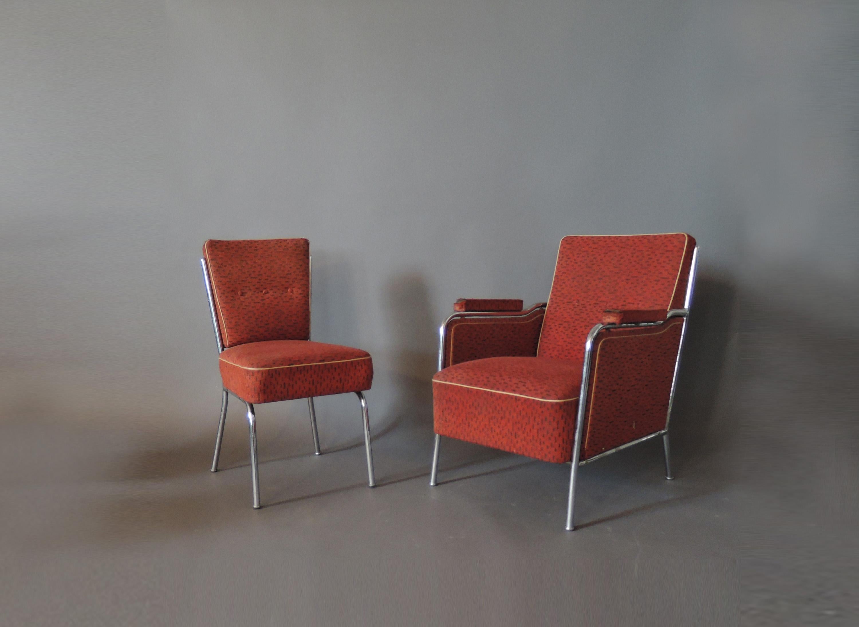 Set of Four Czech 1930s Tubular Chrome Chairs For Sale 4
