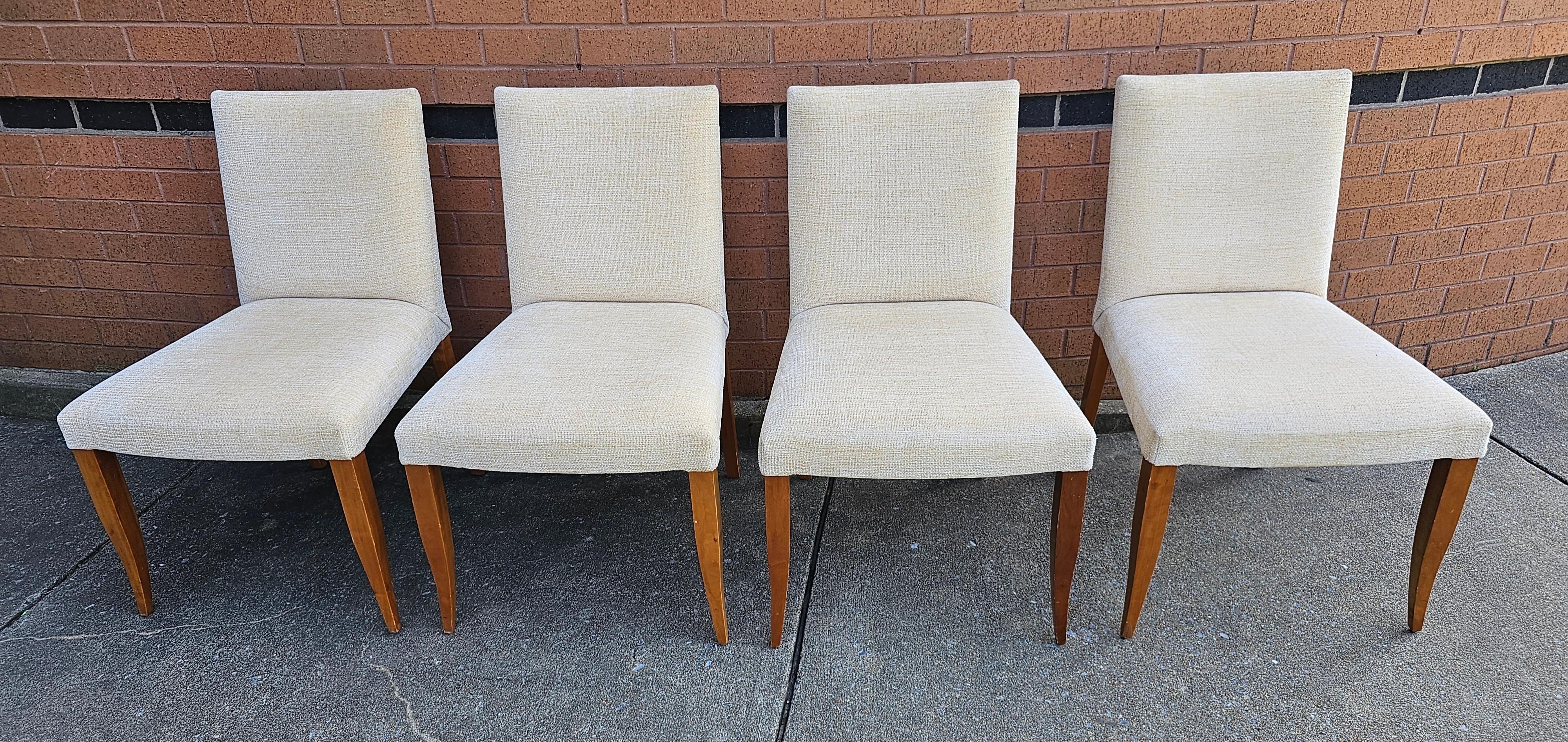 Set of Four Dakota Jackson Crimped Velvet lacquered Maple side Chairs. 
Measures 22