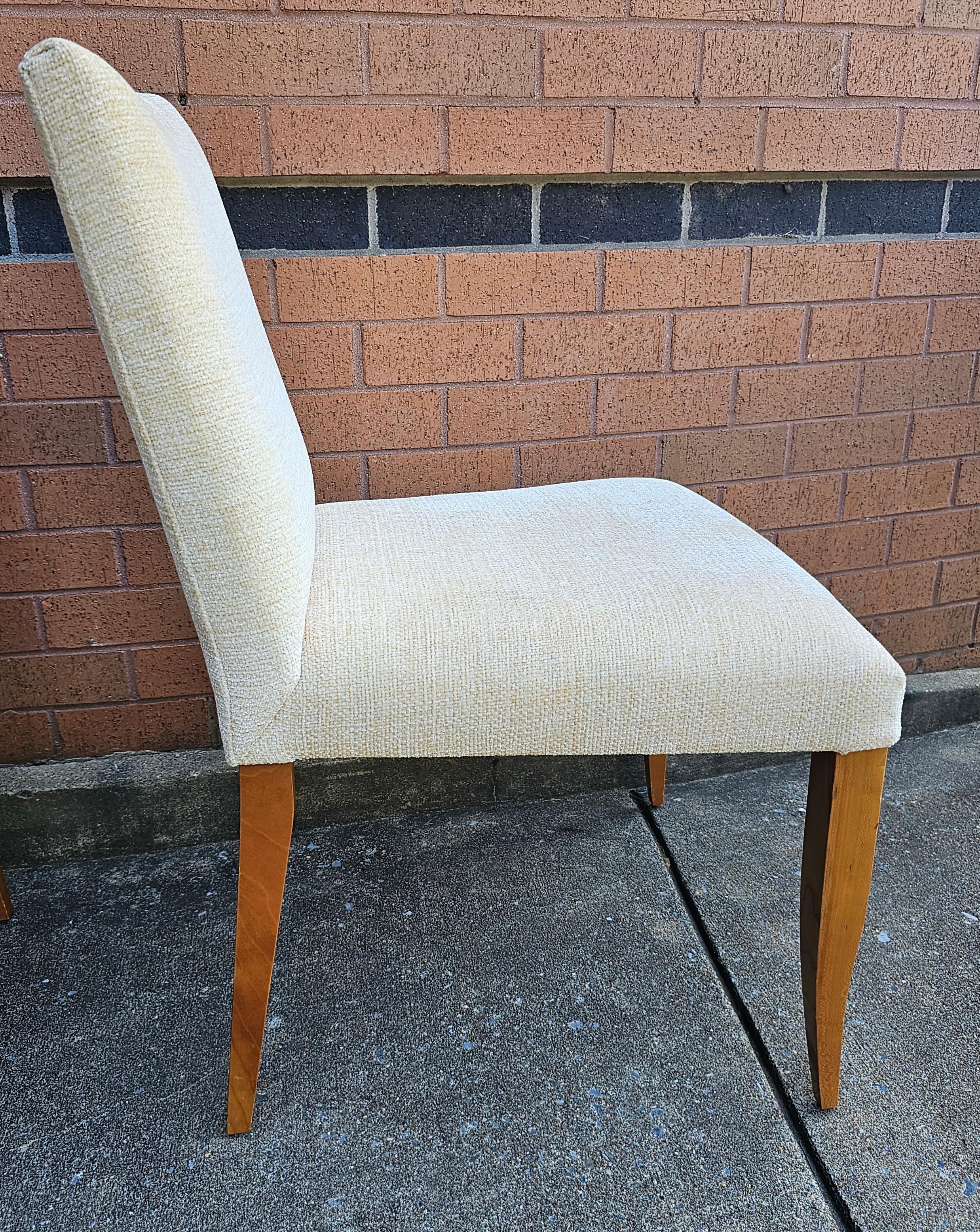 American Set of Four Dakota Jackson Crimped Velvet Maple Side Chairs For Sale