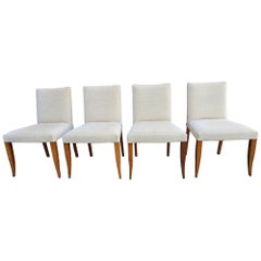 Ensemble de quatre chaises d'appoint Dakota Jackson en velours et érable gaufré