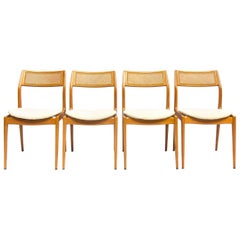 Set of Four Danisch Midcentury Oak Dining Chairs, 1950s