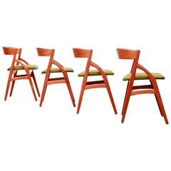 Set of Four Danish Designer Dining Chairs by Kai Kristiansen in Teak