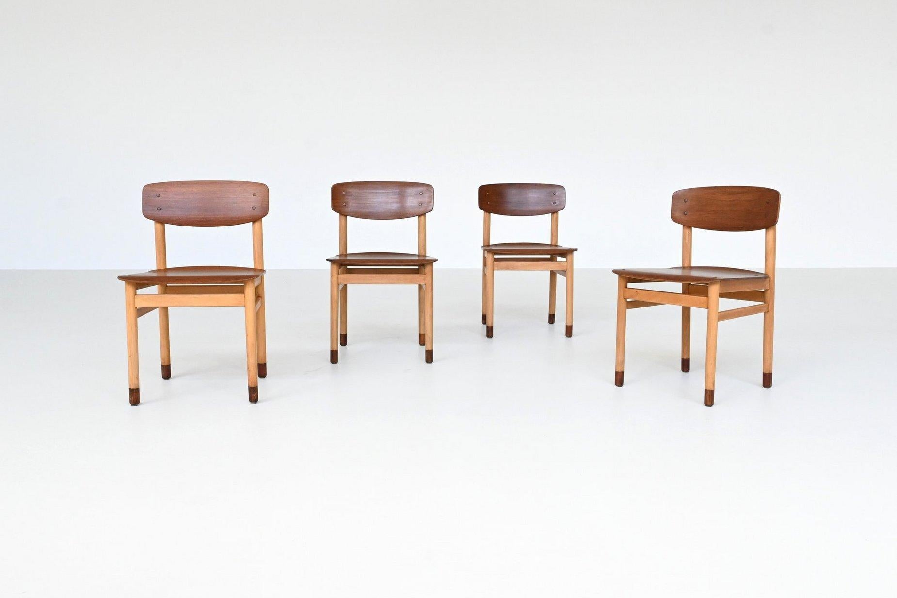 Scandinavian Modern Set of four Danish dining chairs Kvetny and Sonners Denmark 1960 For Sale