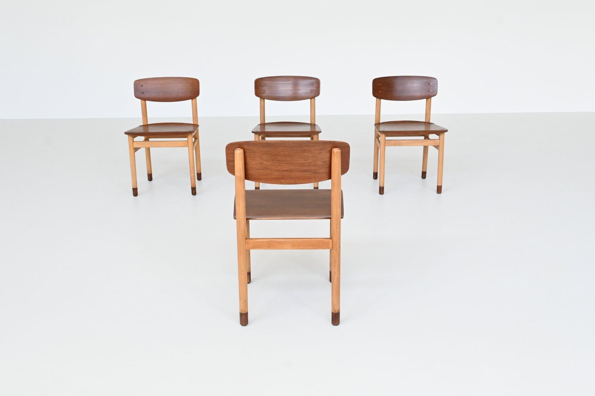 Beech Set of four Danish dining chairs Kvetny and Sonners Stolefabrik Denmark 1960 For Sale