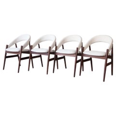 Set of Four Danish Dining Chairs, Rosewood, Ivory Bouclé, Mid-20th Century