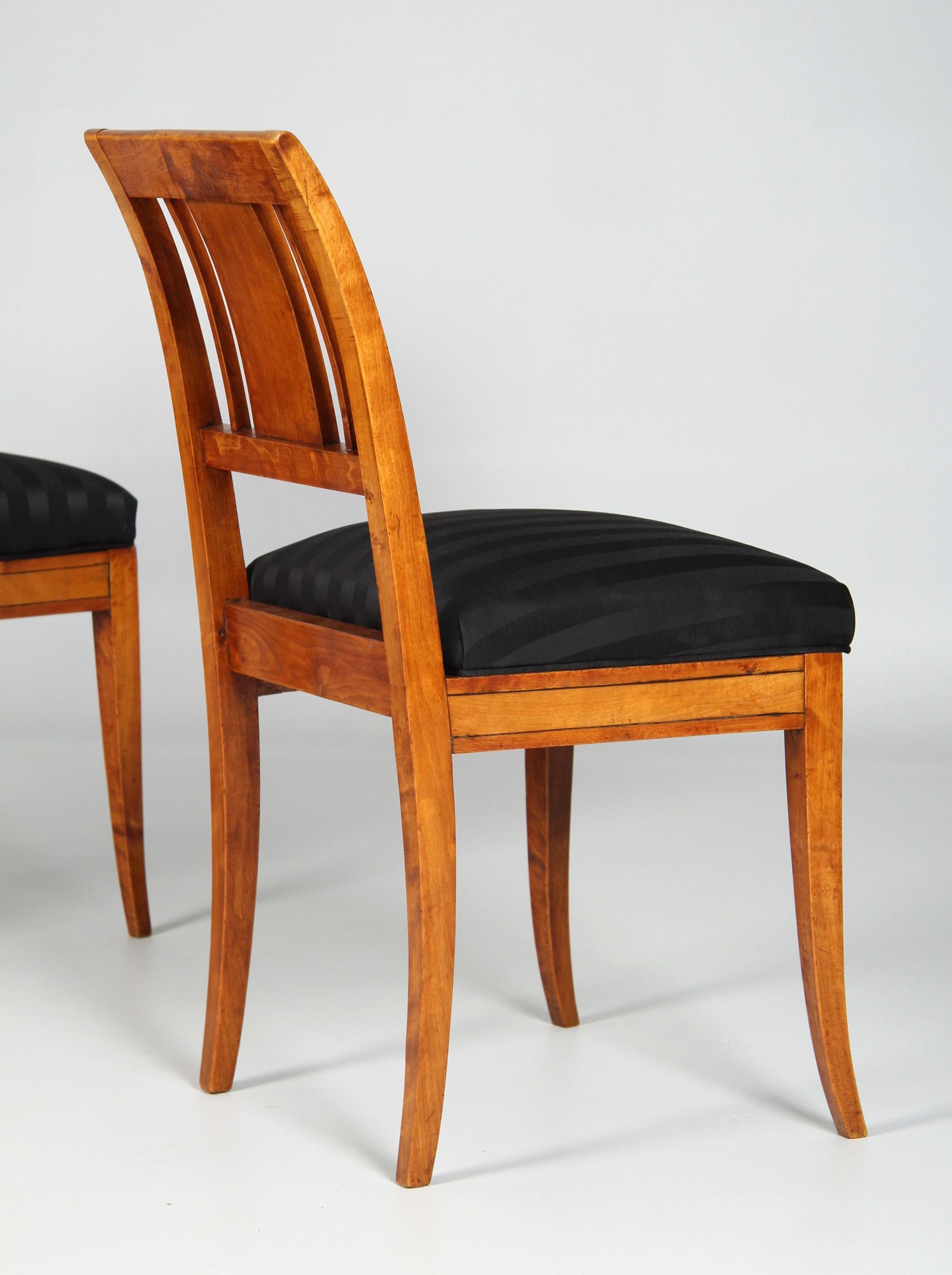 Set di quattro sedie danesi Impero o Biedermeier con intarsi, circa 1820 in vendita 6