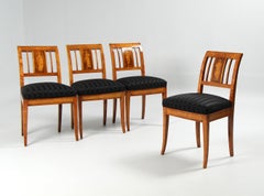 Set of Four Danish Empire or Biedermeier Chairs with Marquetry, circa 1820