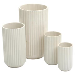 Set di quattro vasi cilindrici in ceramica danese della metà del secolo scorso di Lyngby Porcelain, anni '40