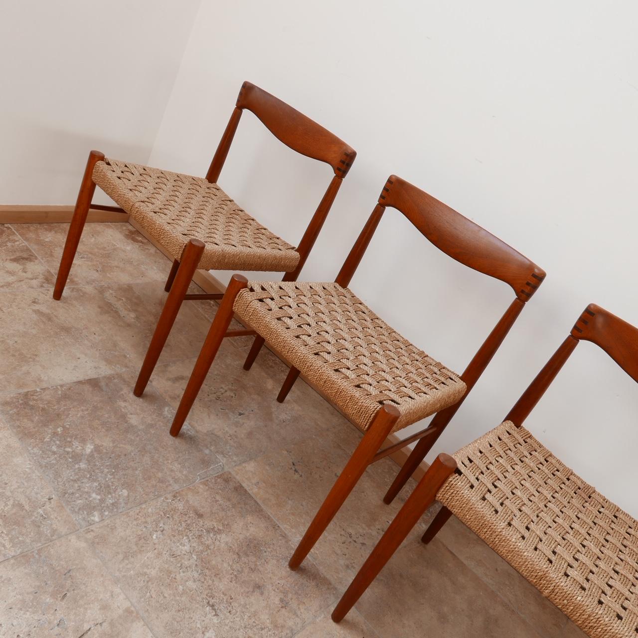 Teak Set of Four Danish Mid-Century Dining Chairs by W.H. Klein for Bramin