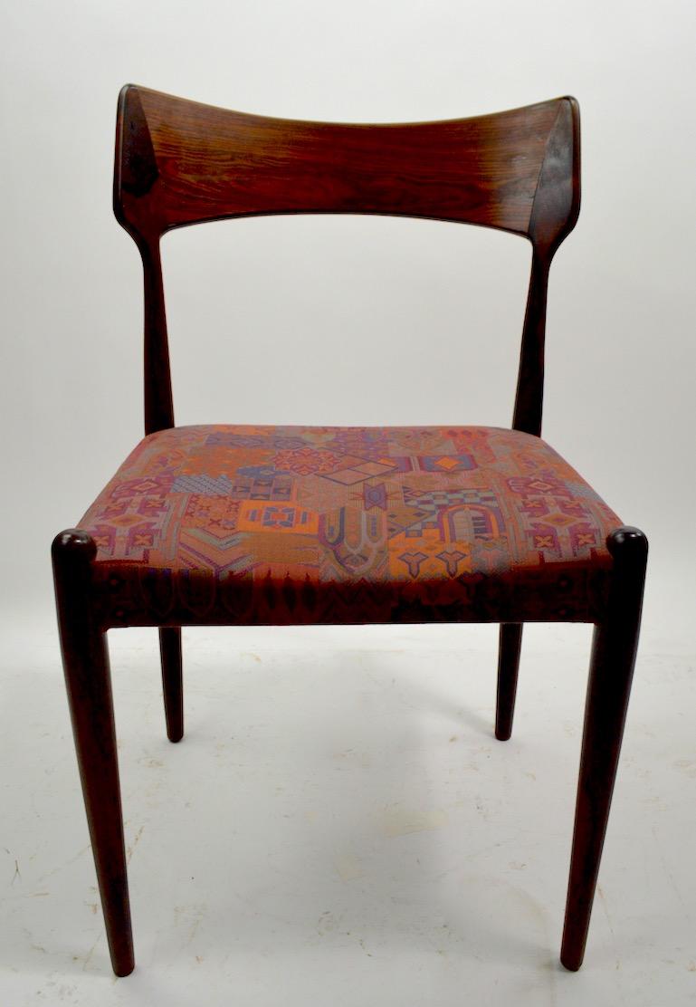 20th Century Set of Four Danish Mid Century Dining Chairs in Rosewood Attributed to AM Mobler