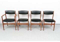 Set Of Four Danish Mid Century Modern Teak And FauxLeather Dining Chairs