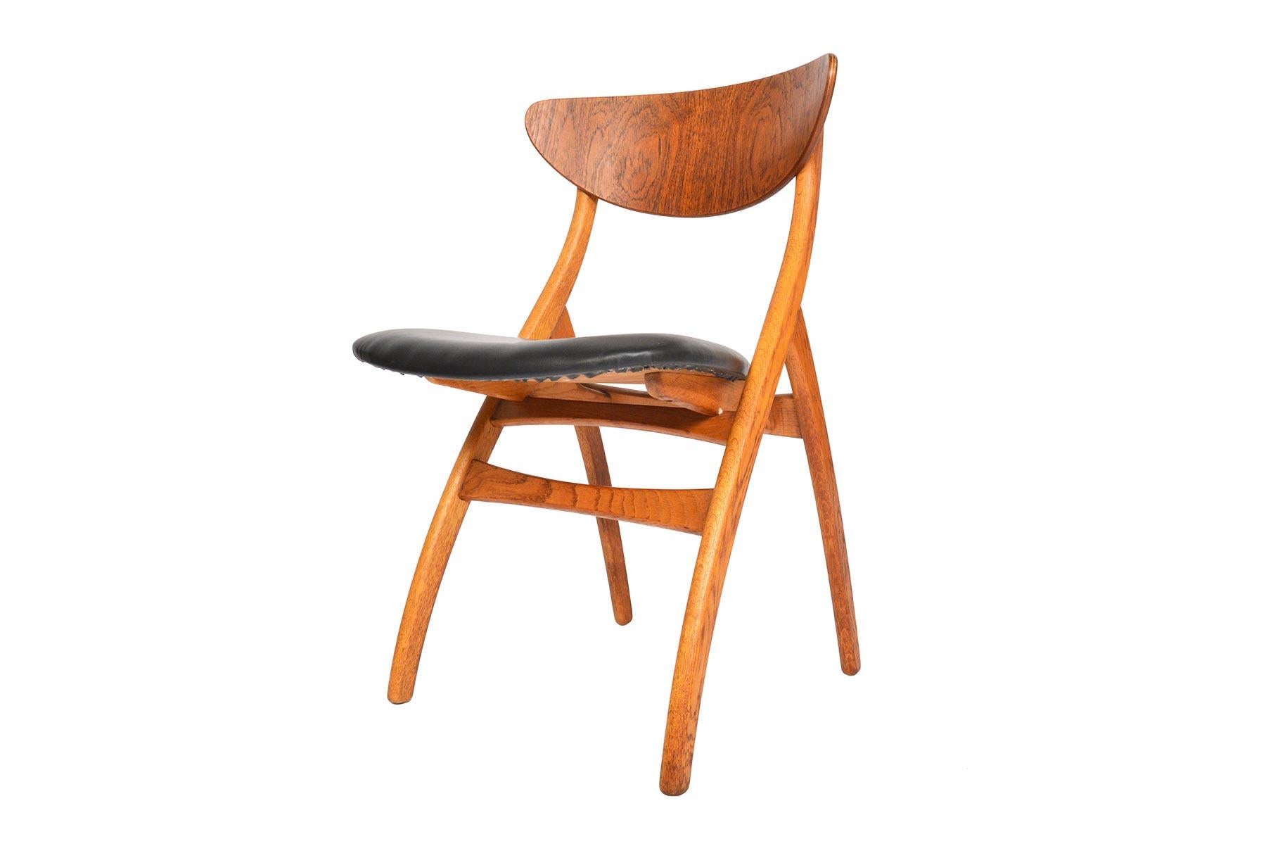 Set of Four Danish Mid-Century Modern Teak and Oak Swag Leg Dining Chairs 9