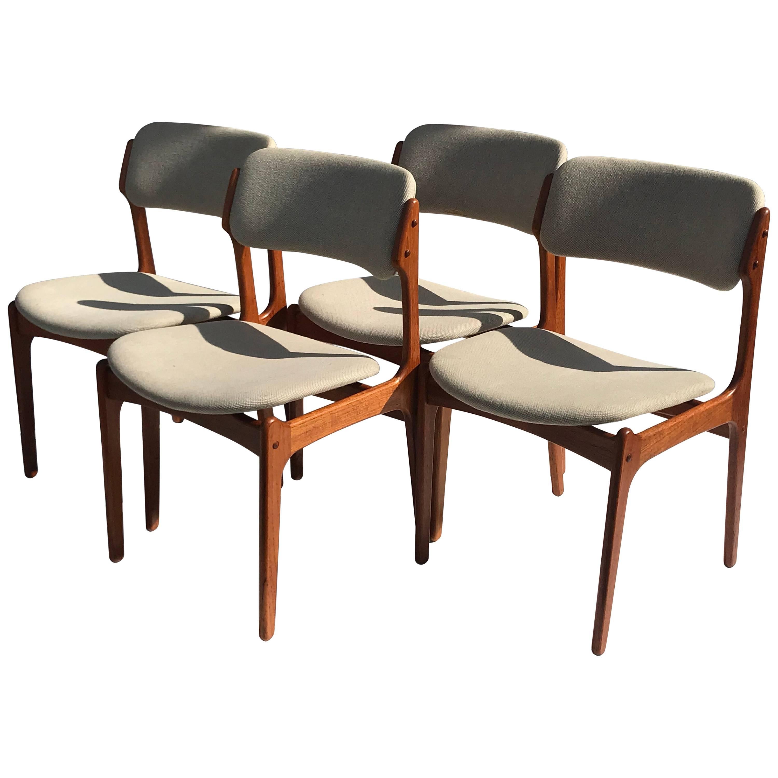 Set of Four Danish Modern Erik Buch Teak Chairs