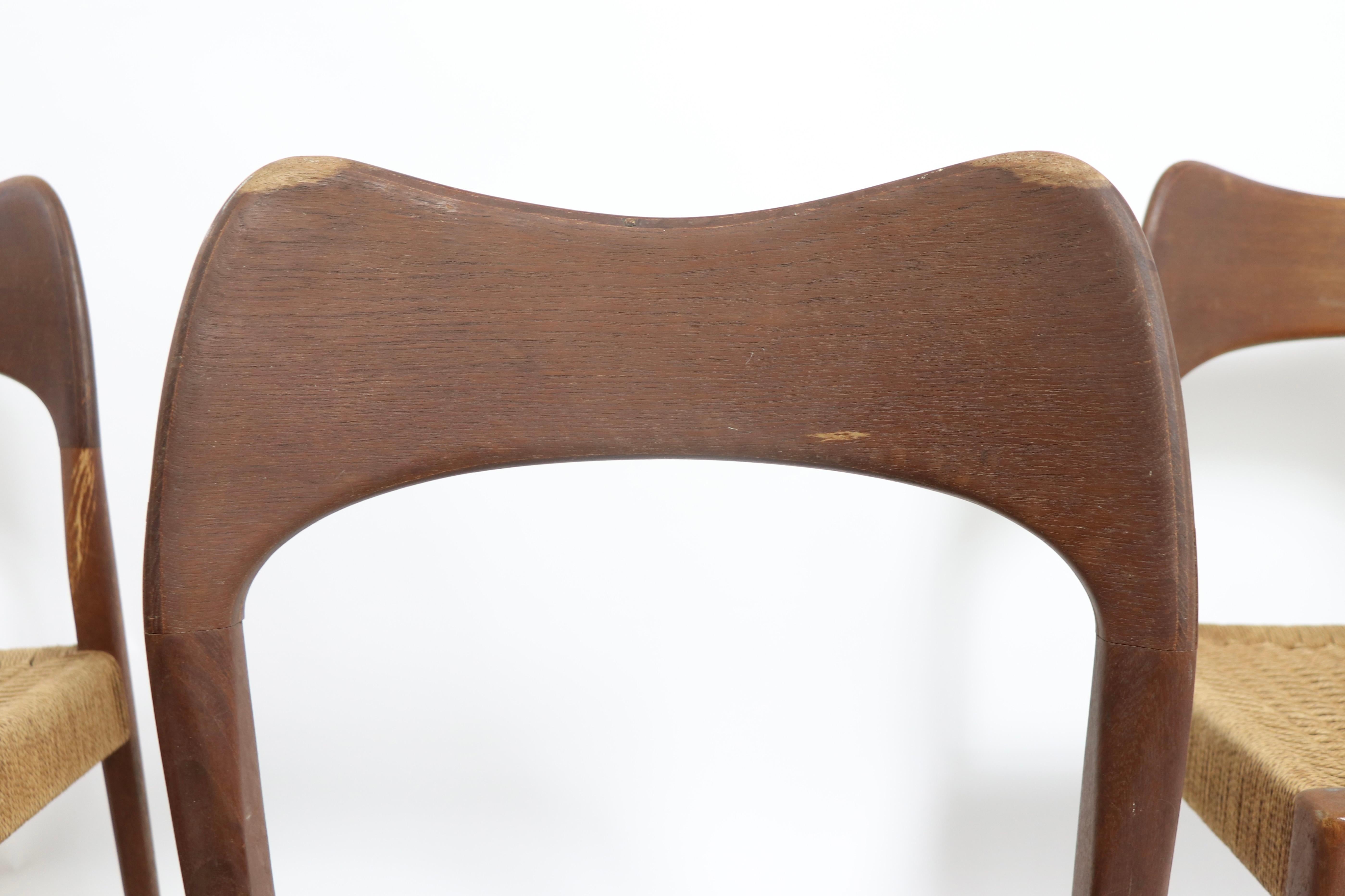 Set of Four Danish Modern Hovmand Olsen for Mogens Kold Dining Chairs as is For Sale 11