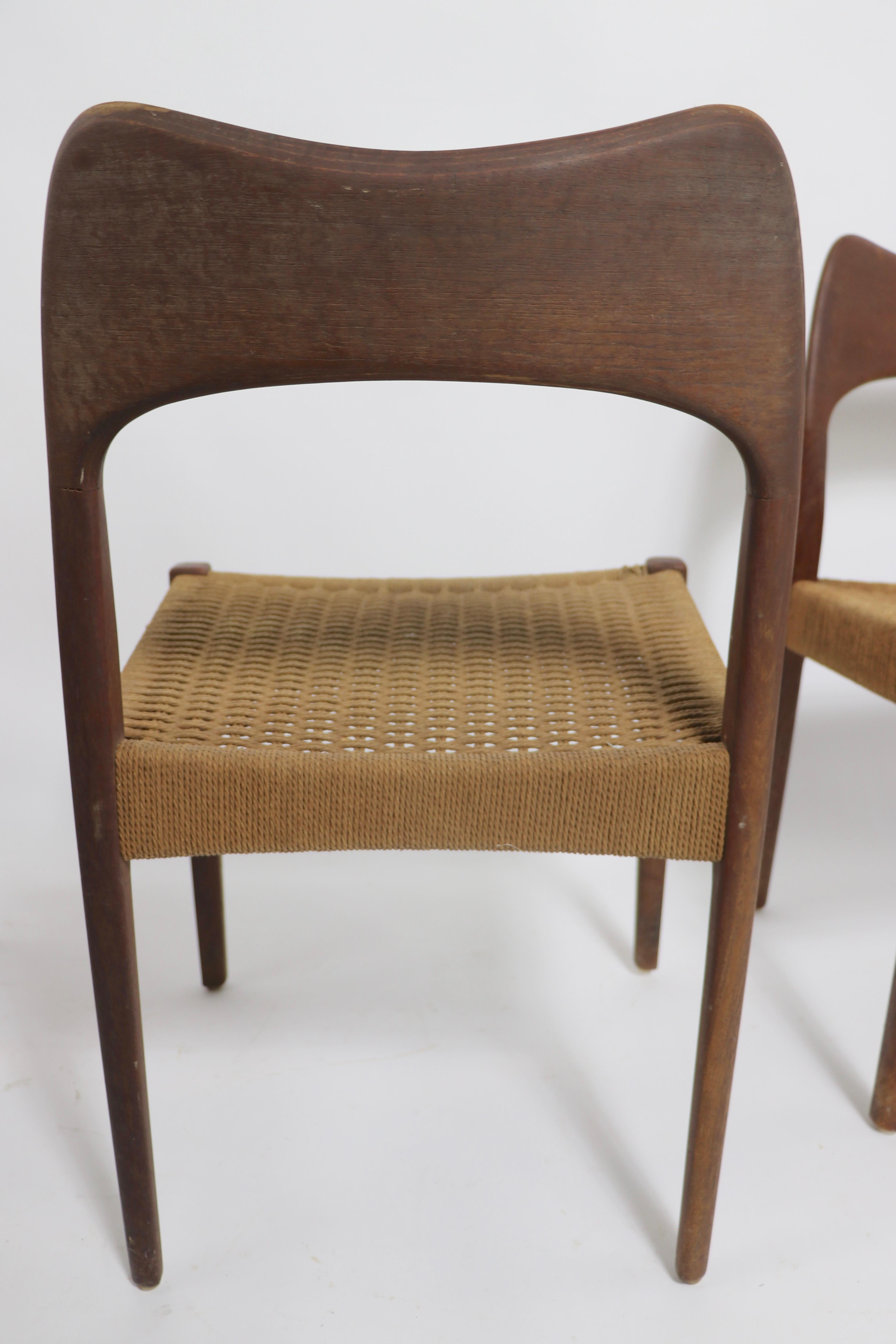 Ensemble de quatre chaises de salle à manger danoises modernes Hovmand Olsen pour Mogens Kold telles quelles en vente 11