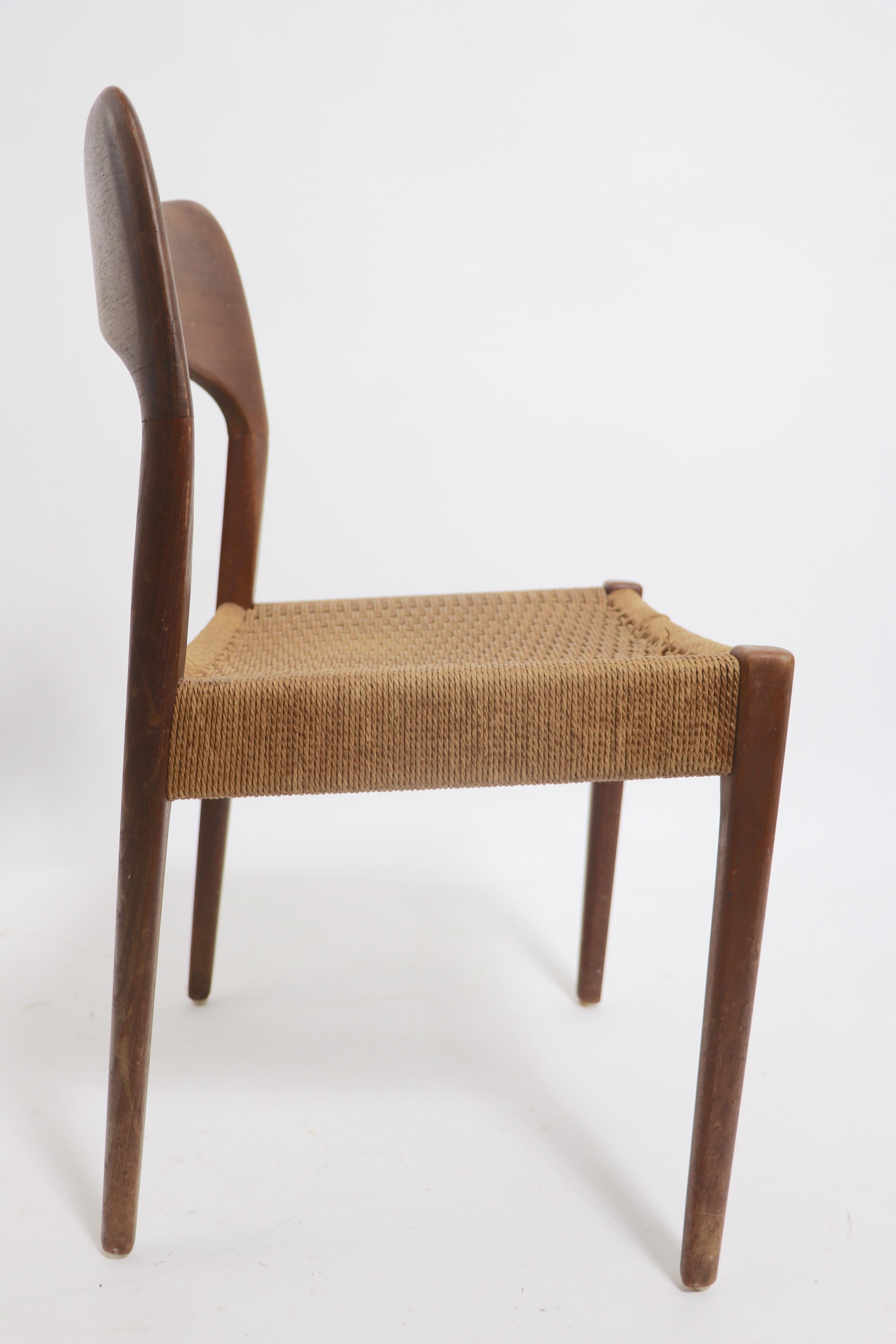 Set of Four Danish Modern Hovmand Olsen for Mogens Kold Dining Chairs as is In Fair Condition For Sale In New York, NY