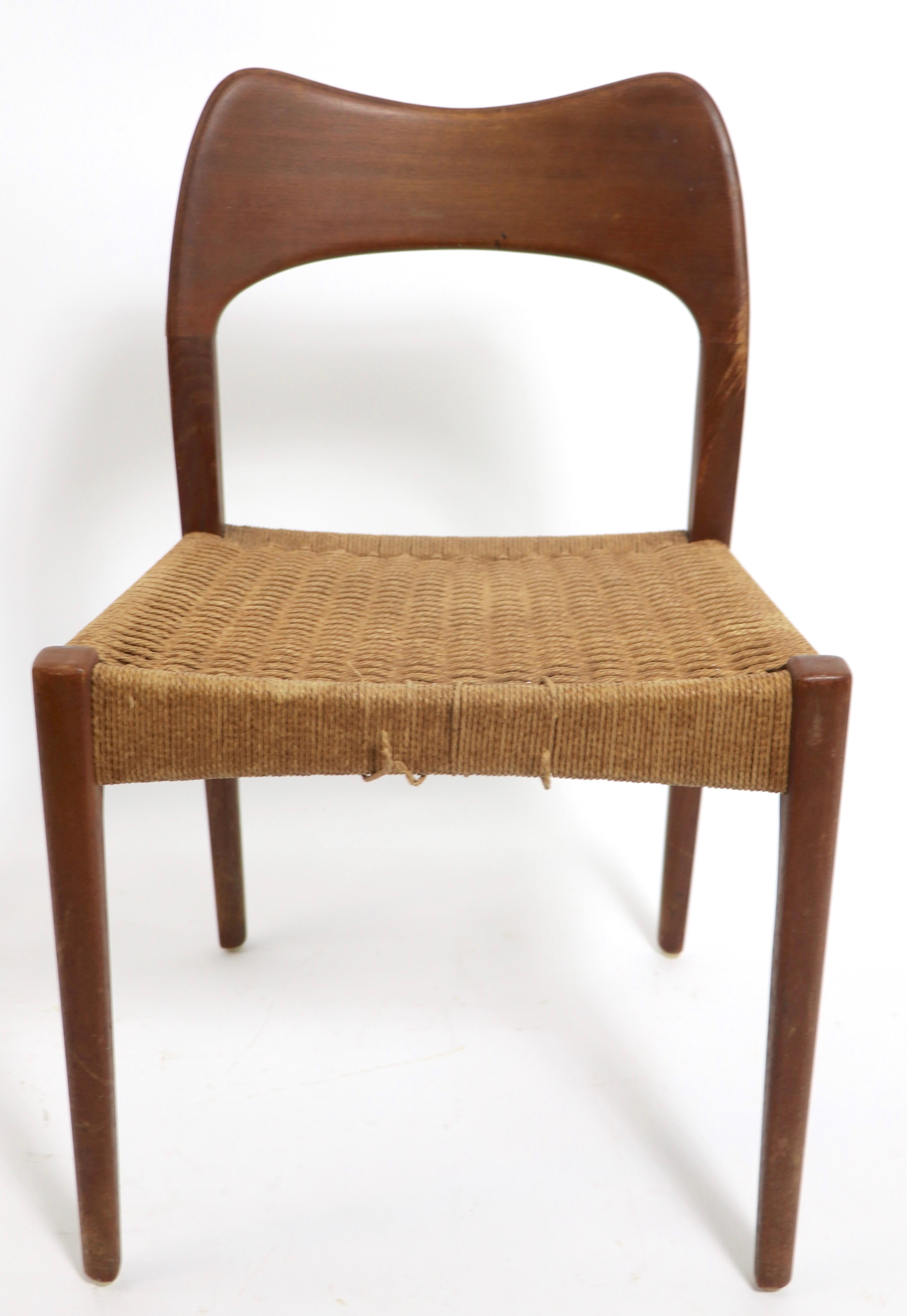20th Century Set of Four Danish Modern Hovmand Olsen for Mogens Kold Dining Chairs as is For Sale