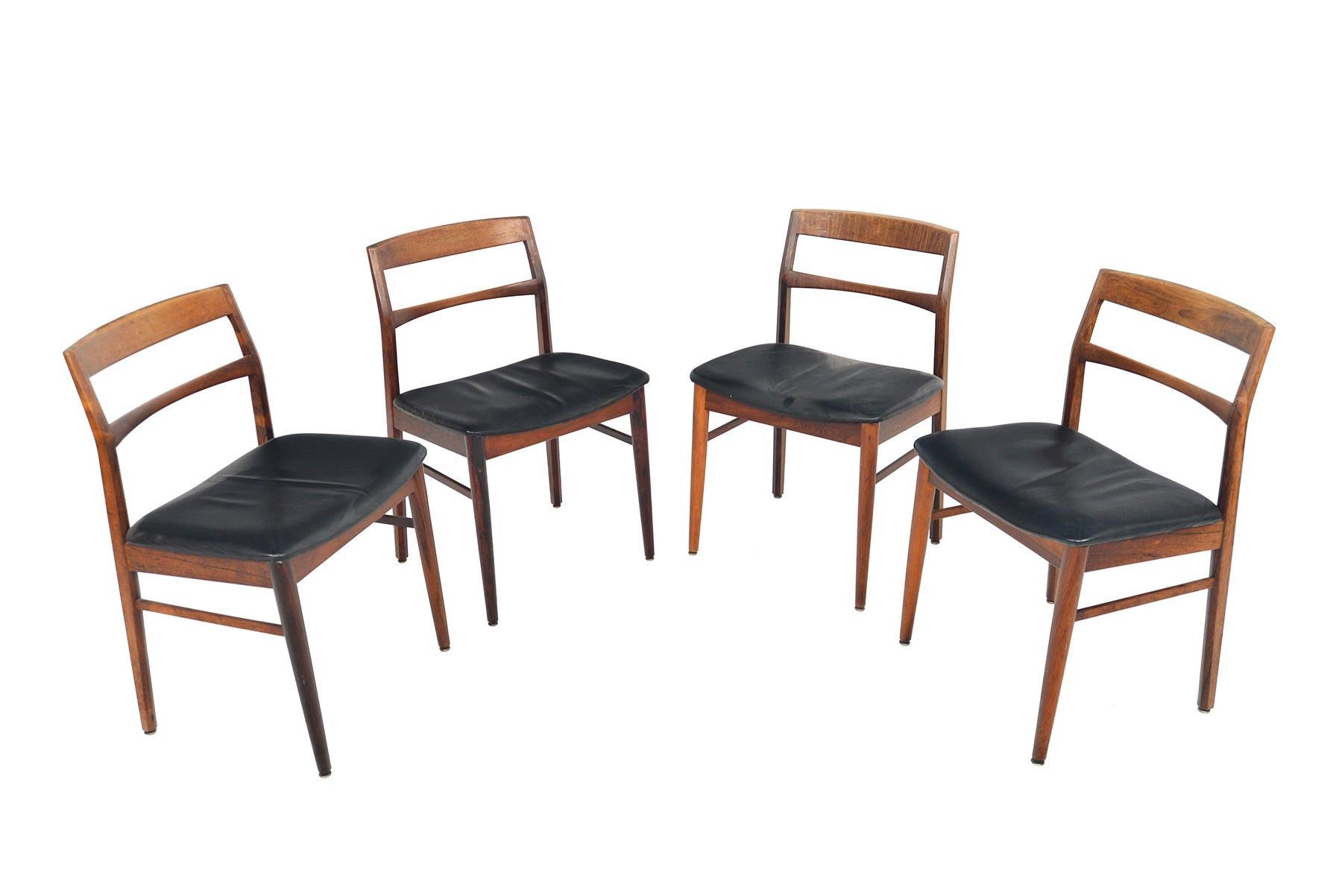 Mid-Century Modern Set of Four Danish Modern Ladderback Henning Kjærnulf Rosewood Dining Chairs