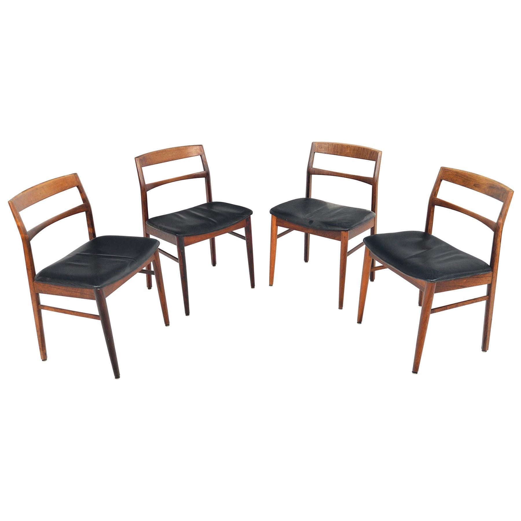 Set of Four Danish Modern Ladderback Henning Kjærnulf Rosewood Dining Chairs
