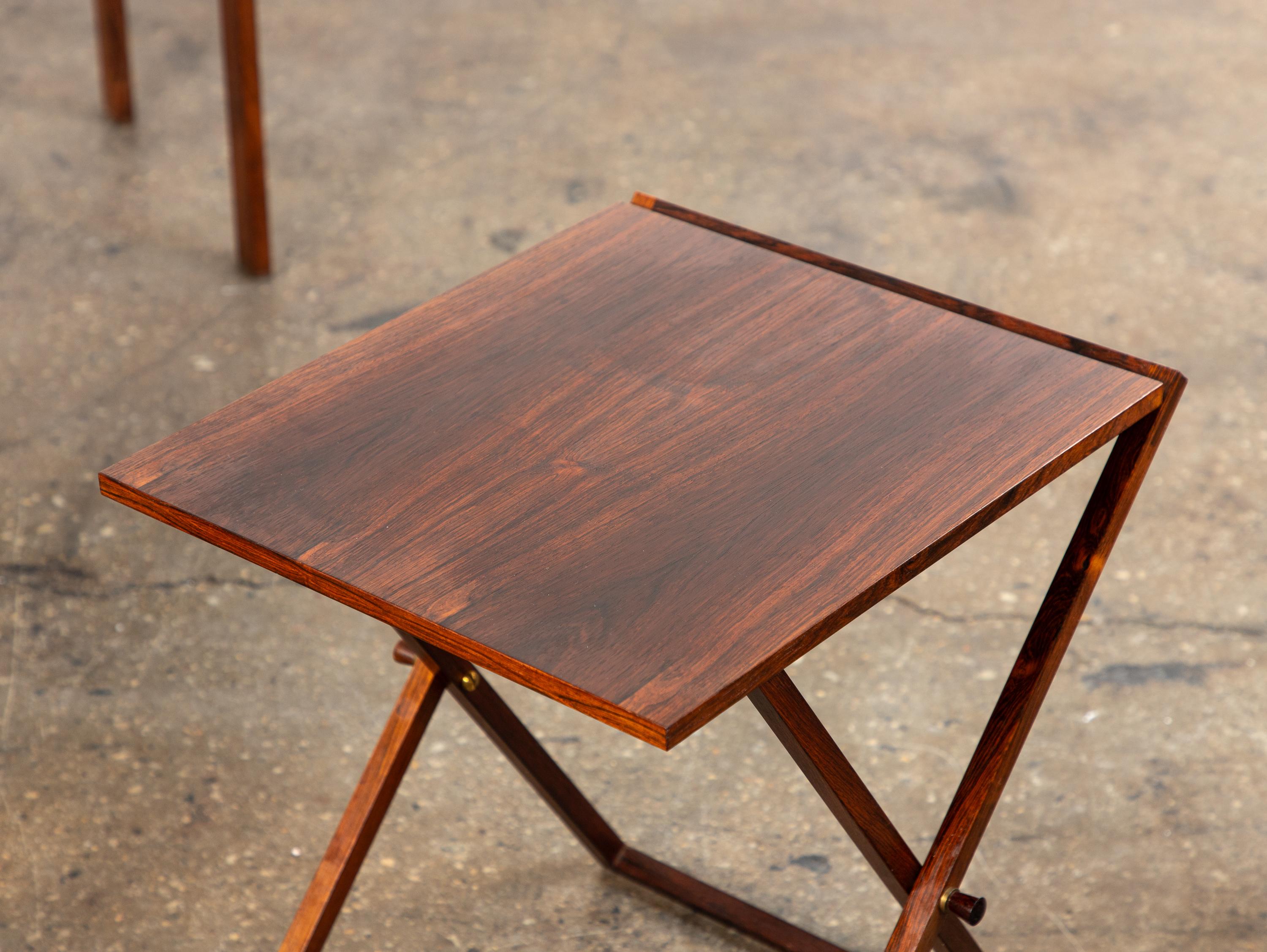20th Century Set of Four Danish Modern Rosewood Campaign Tray Tables by Illum Wikkelso