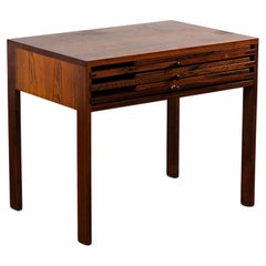 Set of Four Danish Modern Rosewood Campaign Tray Tables by Illum Wikkelso