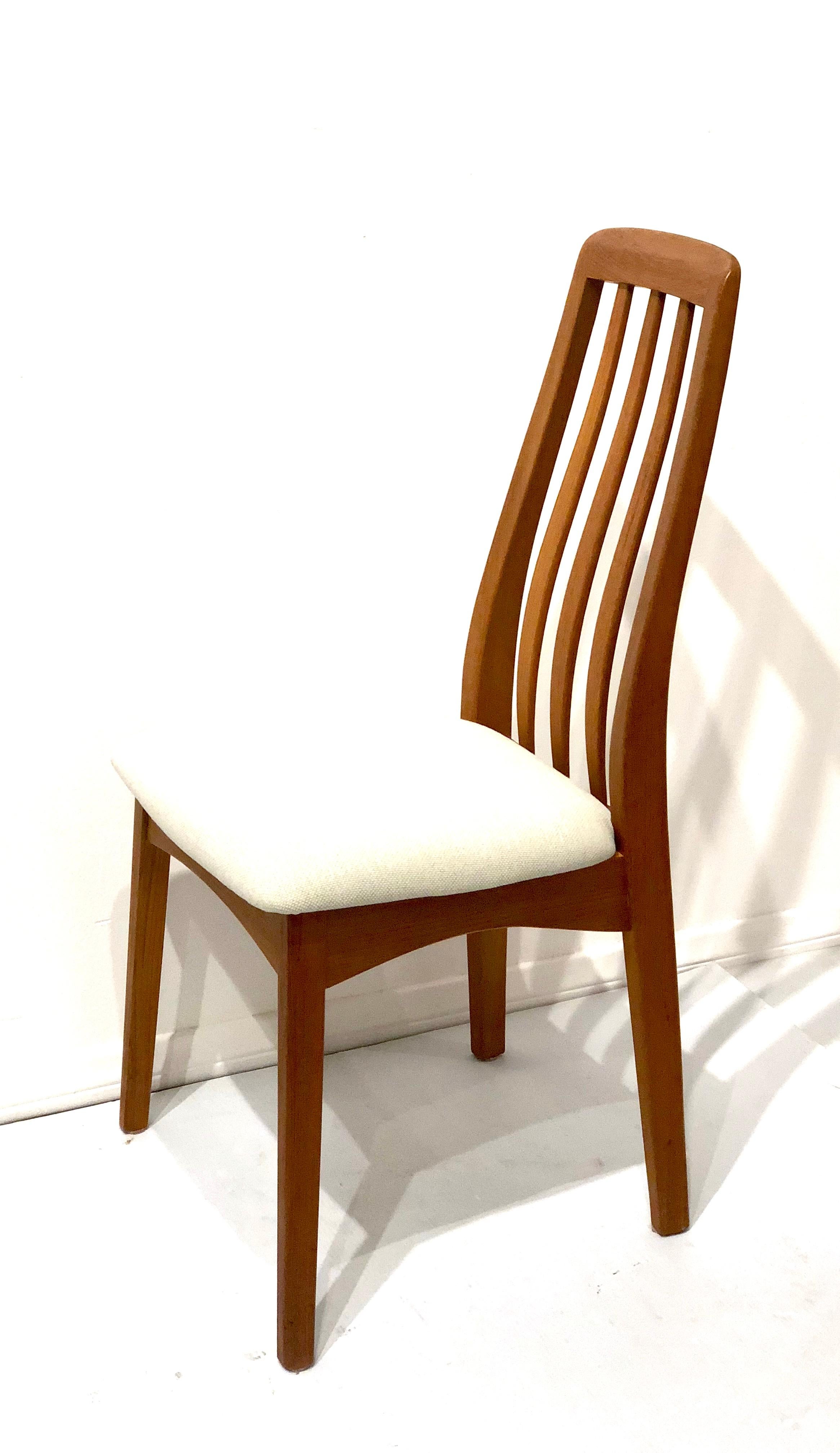 Scandinavian Modern Set of Four Danish Modern Solid Teak Tall Back Dining Chairs