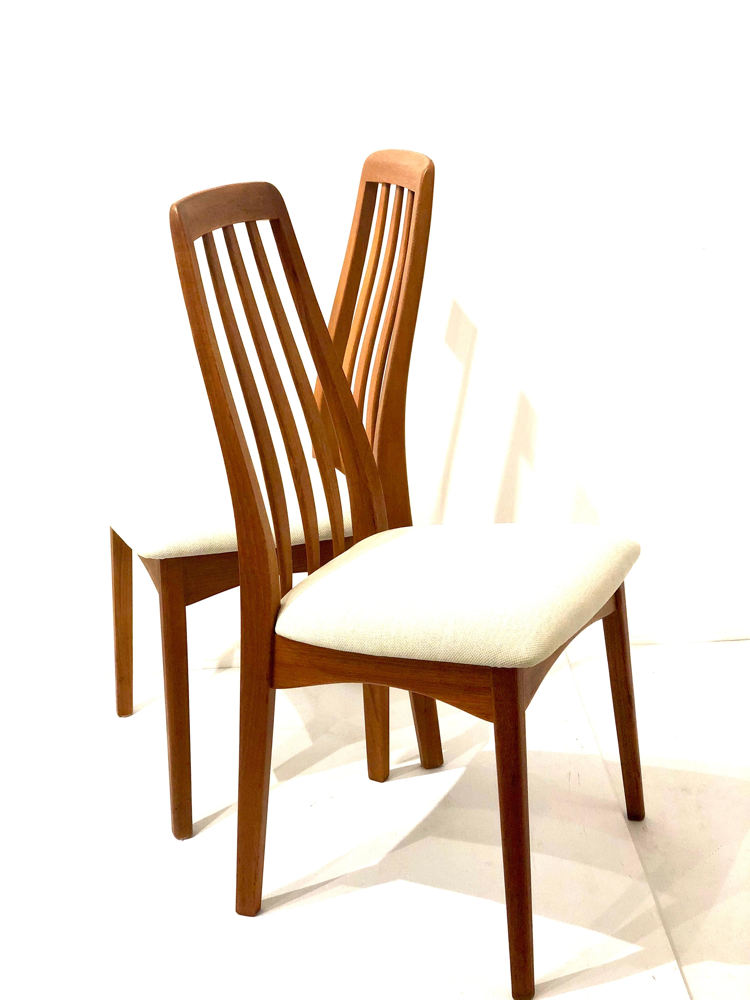 20th Century Set of Four Danish Modern Solid Teak Tall Back Dining Chairs