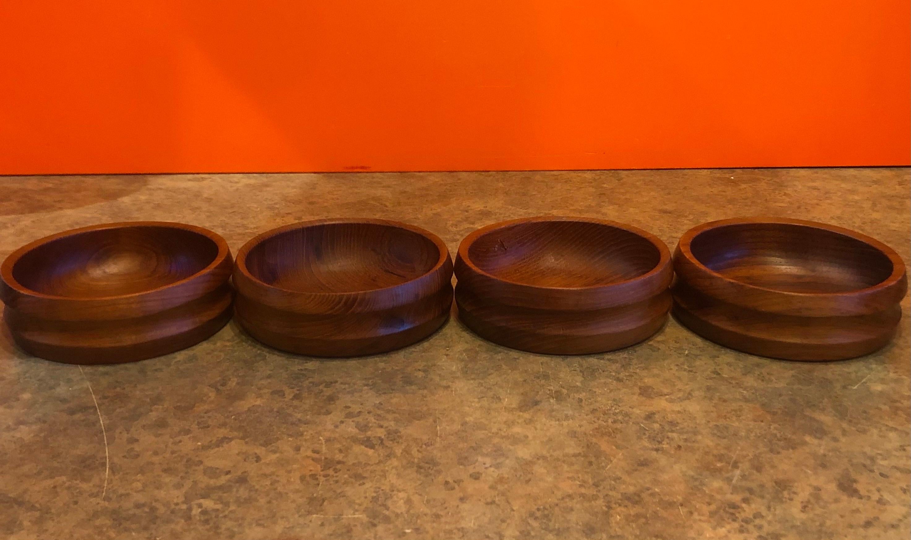 Set of Four Danish Modern Staved Teak Salad Bowls by Jens Quistgaard for Dansk 7
