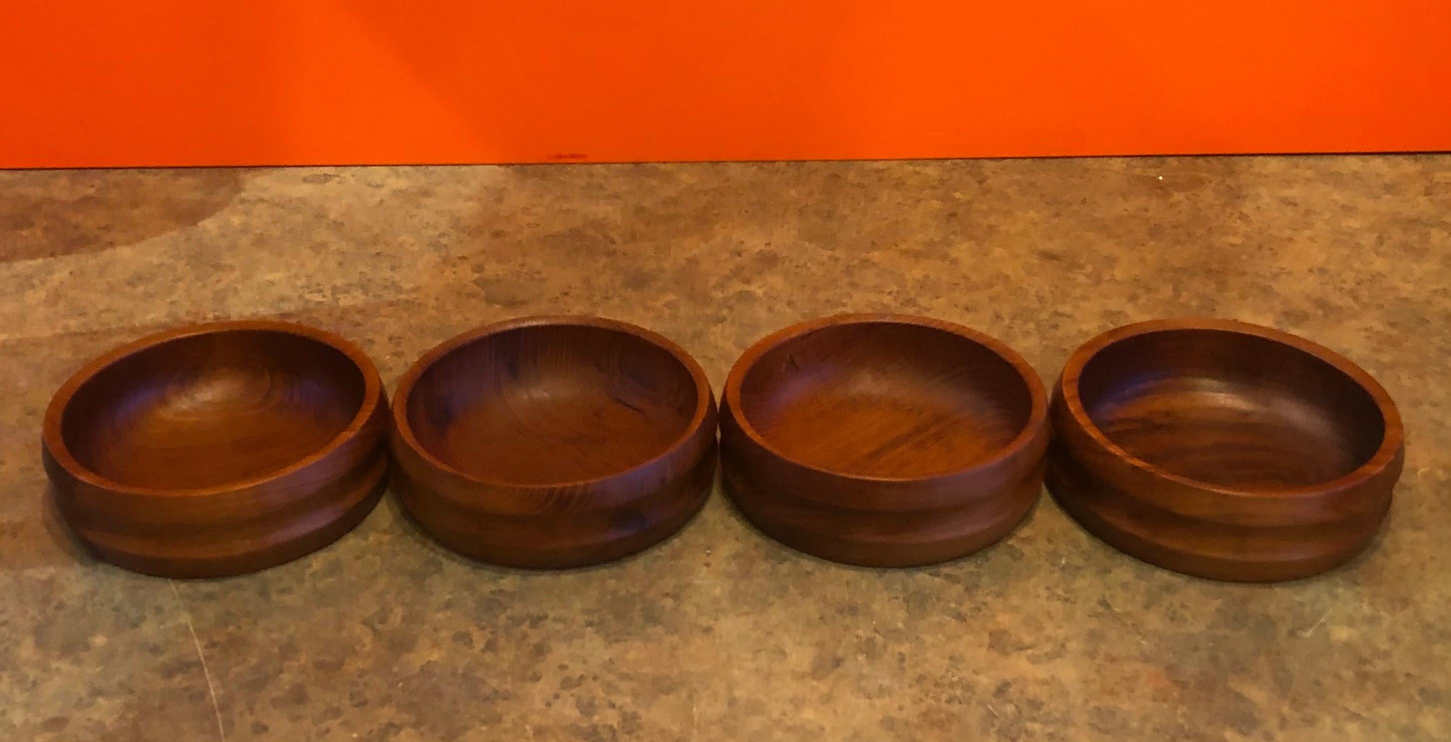 Mid-Century Modern Set of Four Danish Modern Staved Teak Salad Bowls by Jens Quistgaard for Dansk