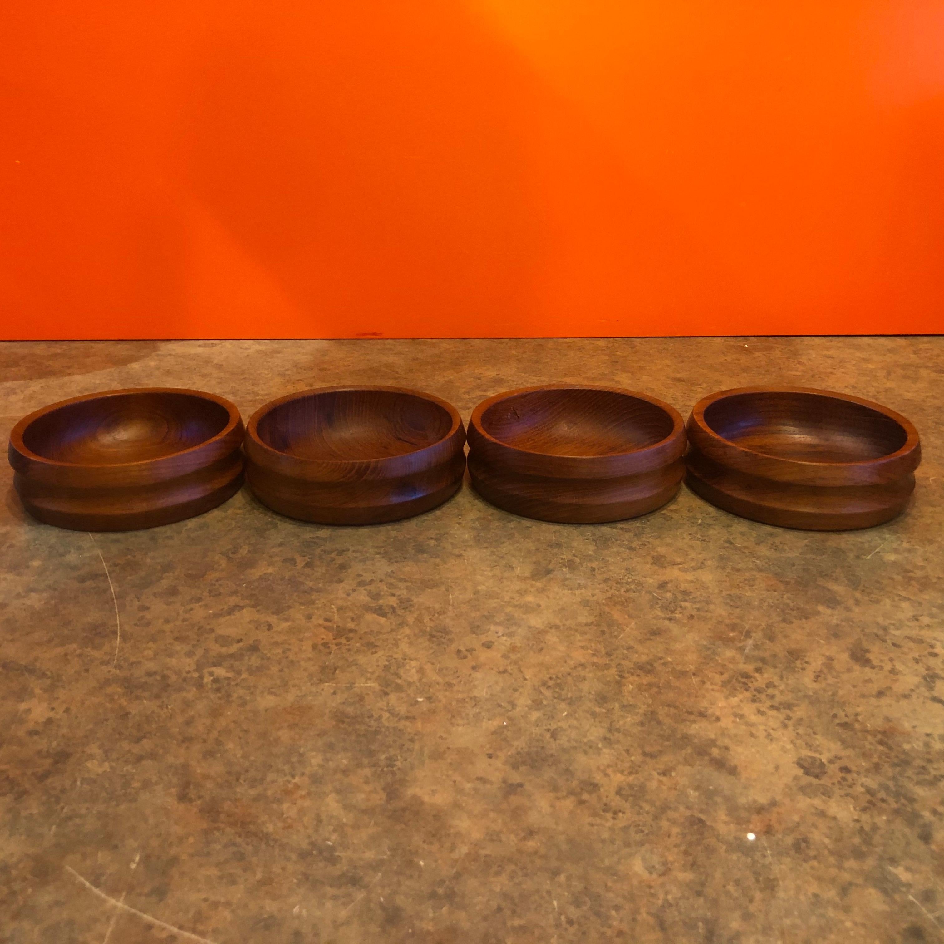 20th Century Set of Four Danish Modern Staved Teak Salad Bowls by Jens Quistgaard for Dansk