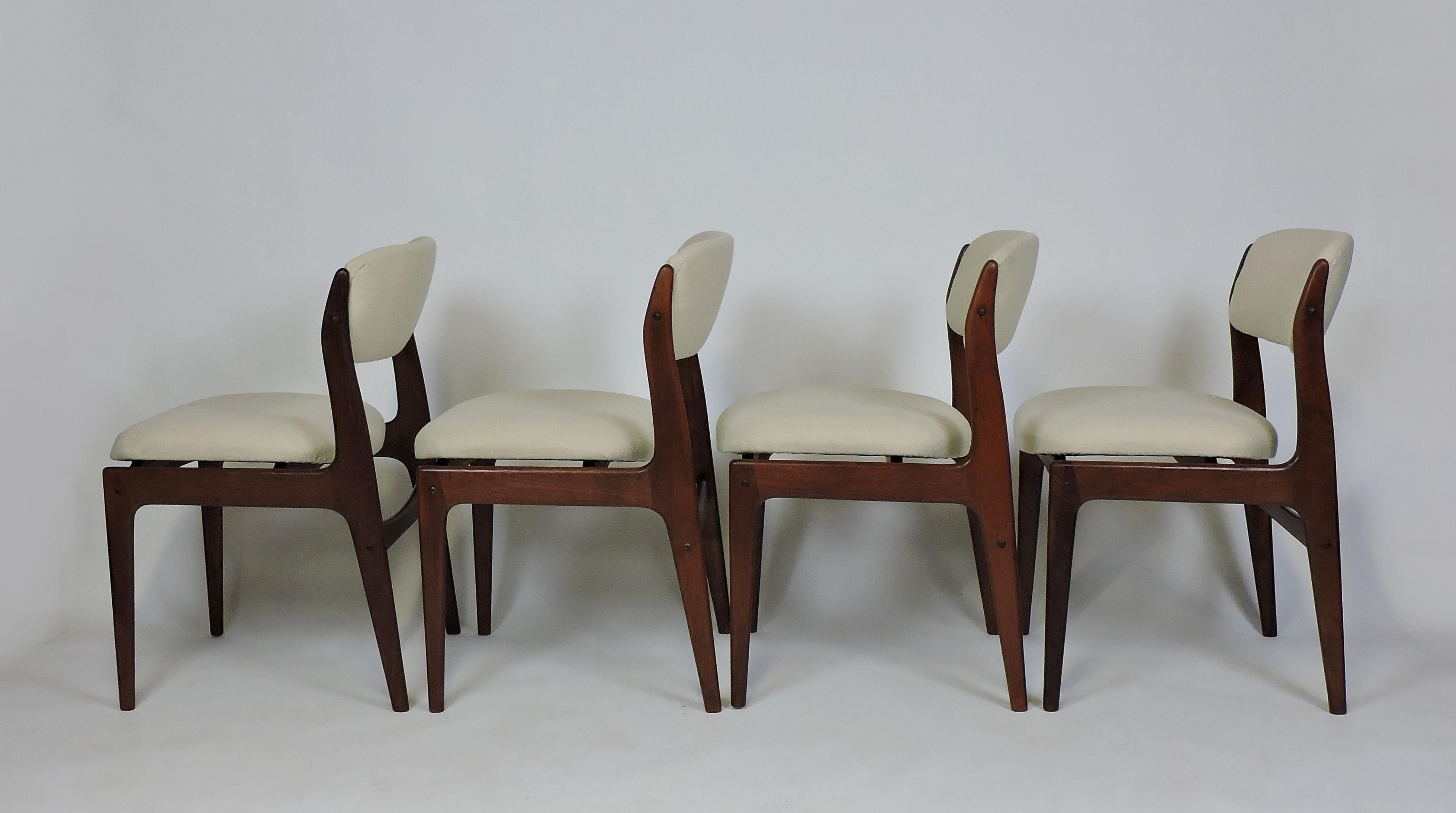Scandinavian Modern Set of Four Danish Modern Teak Dining Chairs, Erik Buck Style