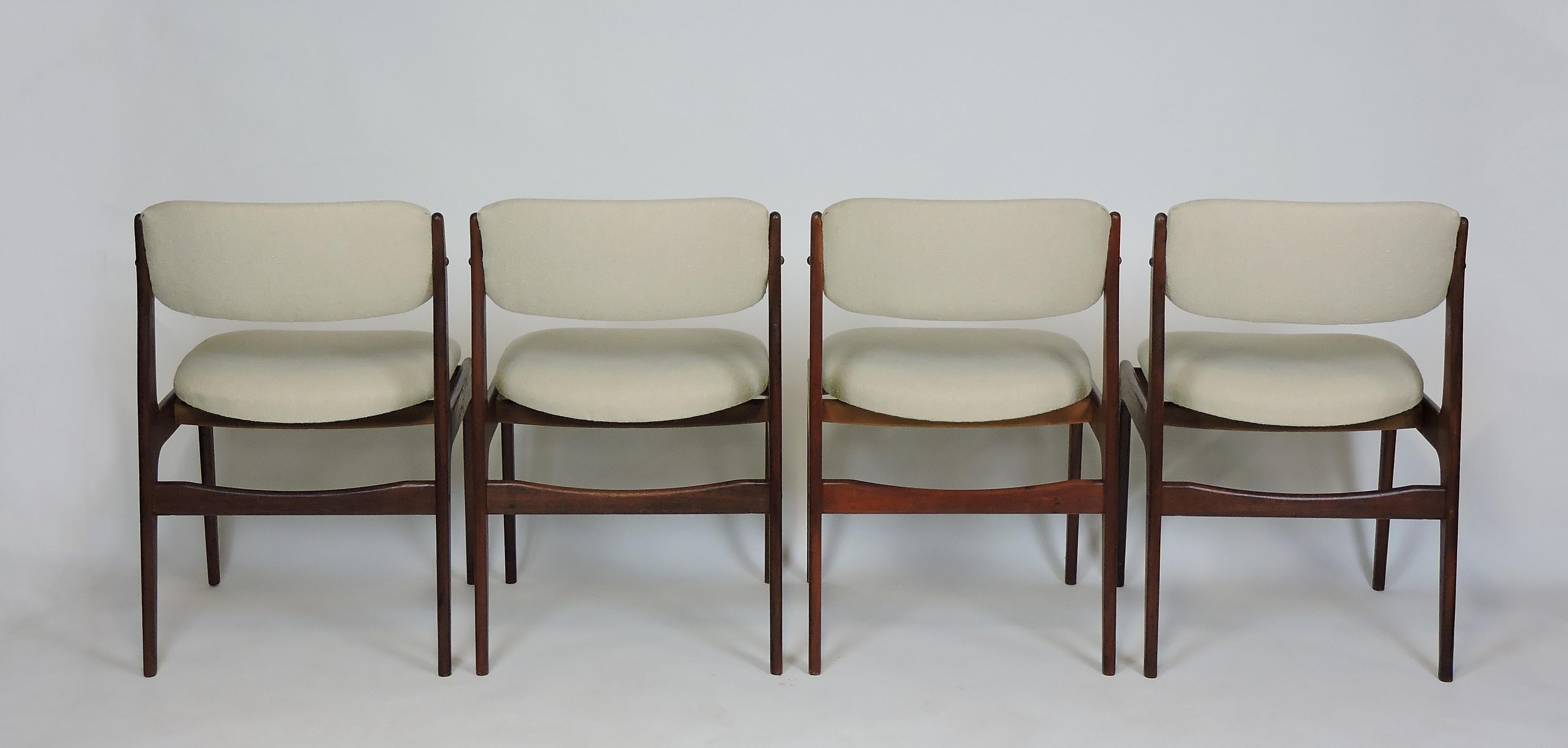 Mid-20th Century Set of Four Danish Modern Teak Dining Chairs, Erik Buck Style