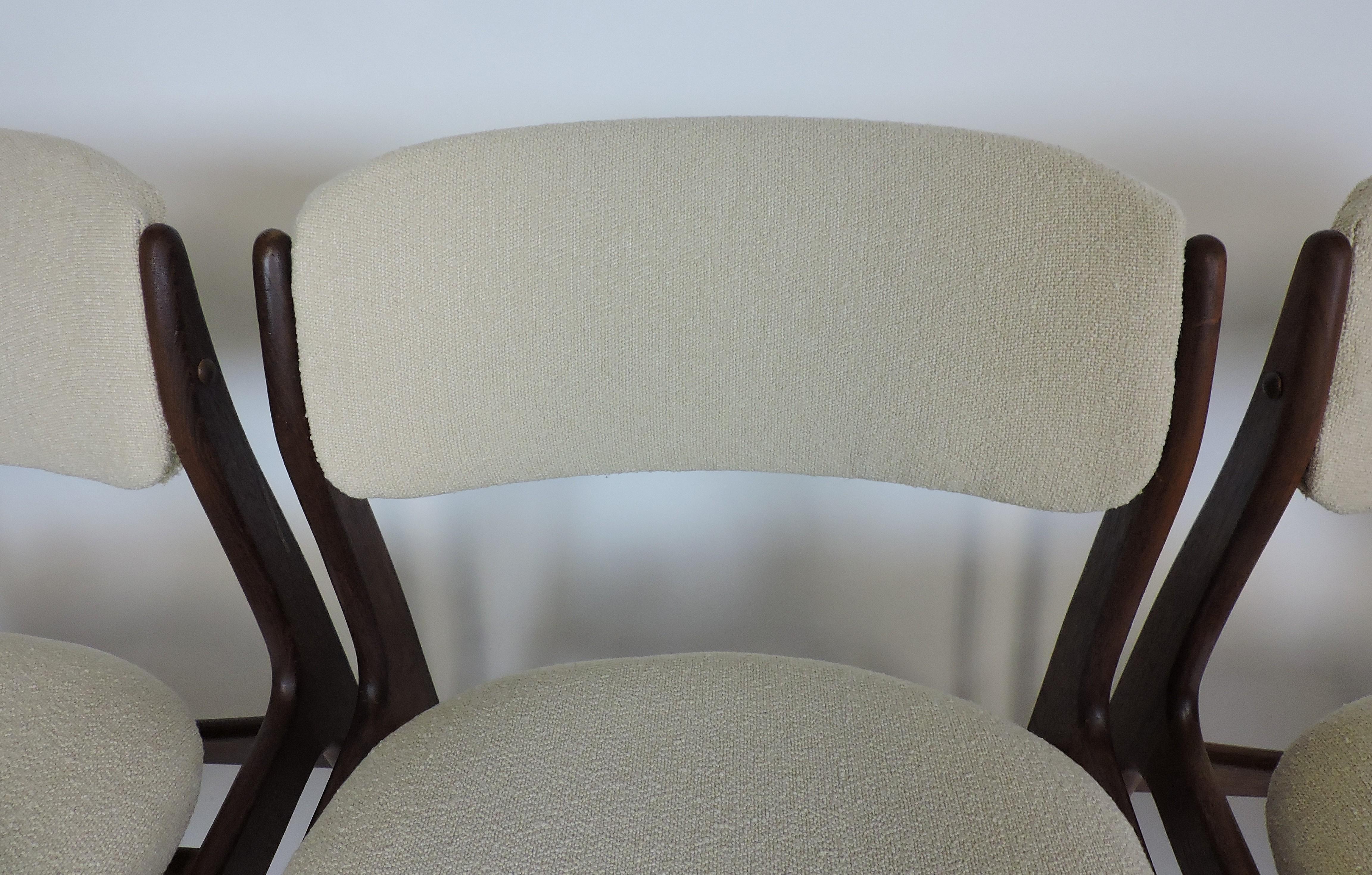 Set of Four Danish Modern Teak Dining Chairs, Erik Buck Style 2