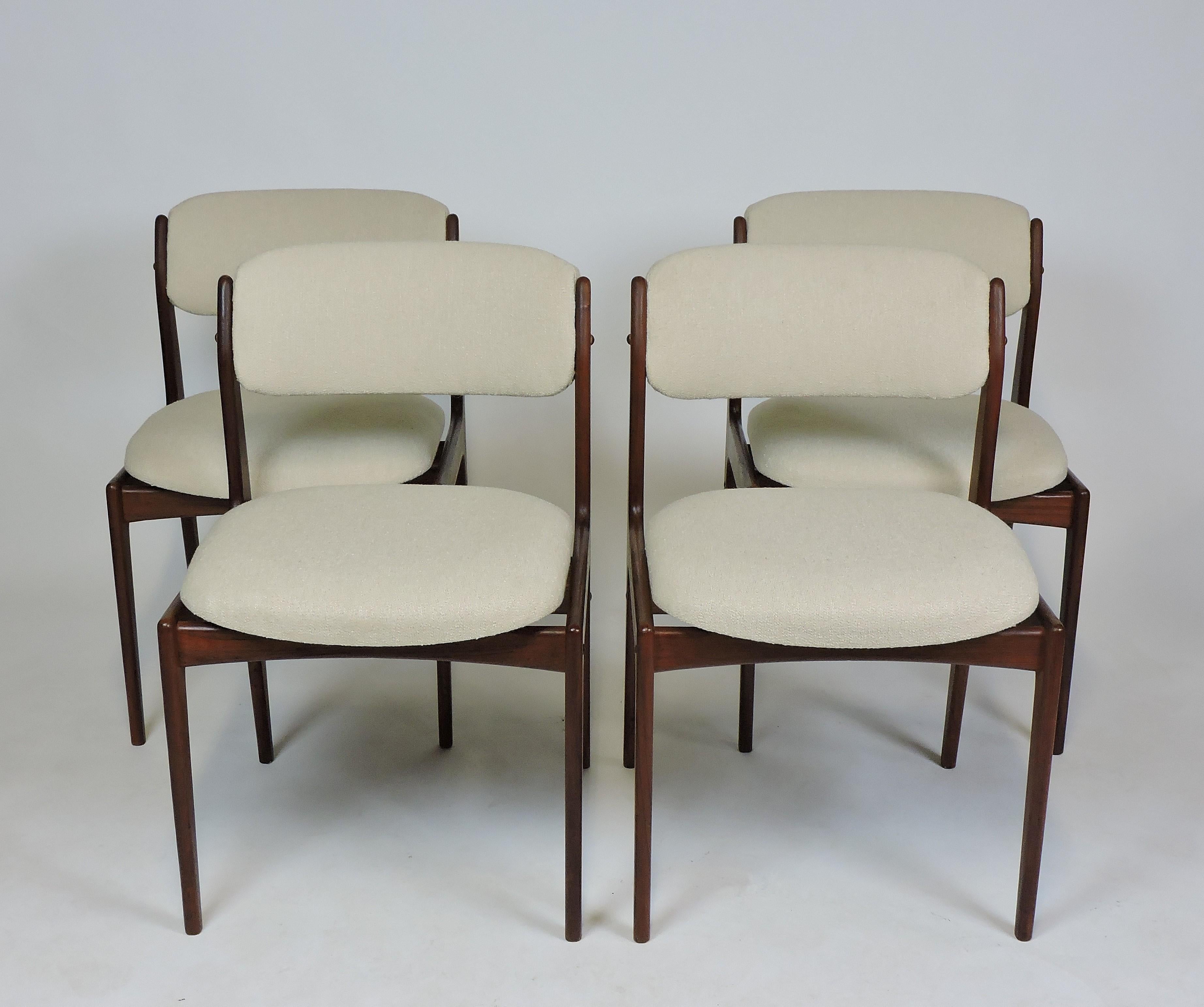 Set of Four Danish Modern Teak Dining Chairs, Erik Buck Style 4