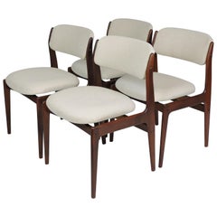 Set of Four Danish Modern Teak Dining Chairs, Erik Buck Style